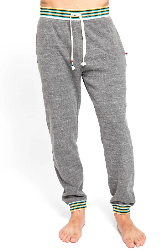 Men's midnight black track pants-Men's Marigold Stripe Jogger In Heather Grey