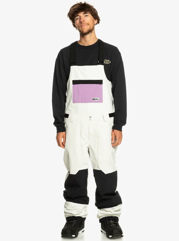 Men's coal black corduroy pants-Quiksilver Fly High Bib'n'Brace - Nimbus Cloud