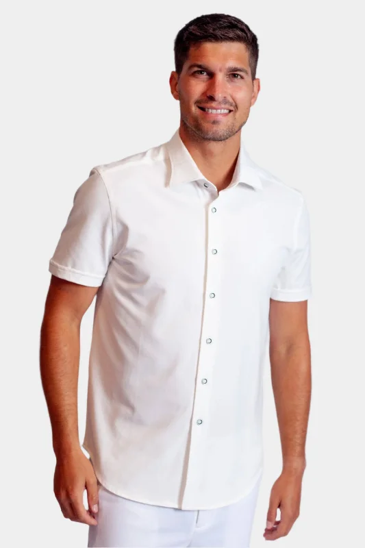 Men's lofty quilted pants-Single Shot Short Sleeve Tech Shirt - White