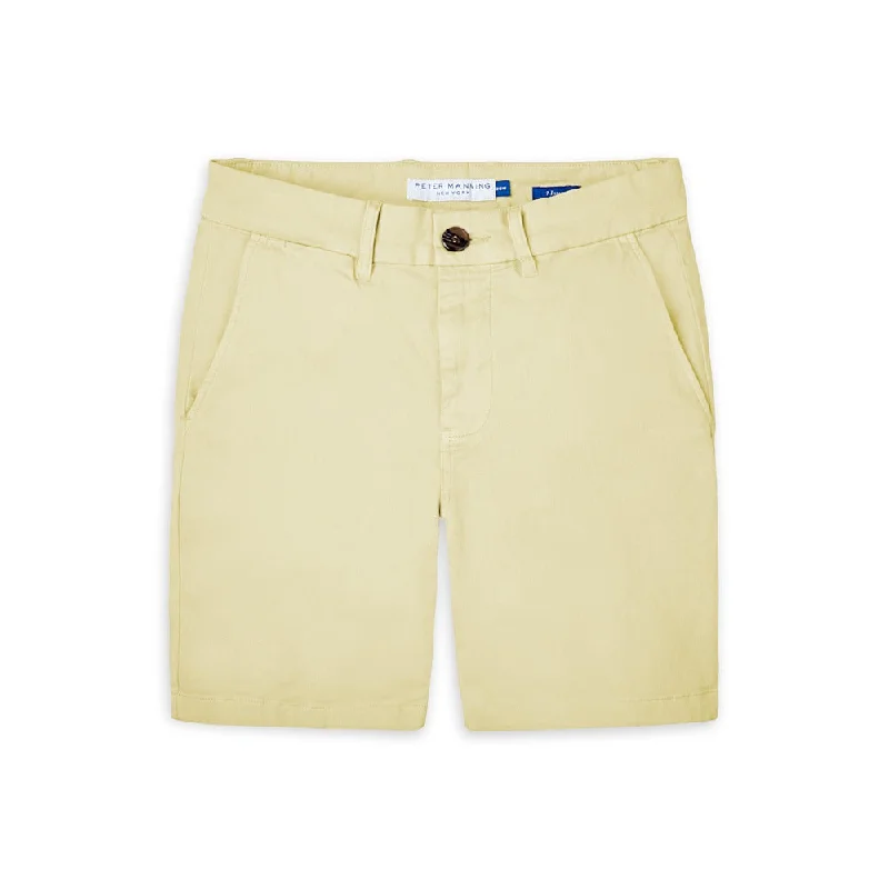 Men's taupe khaki travel pants-Stretch Chino Shorts - Pale Yellow