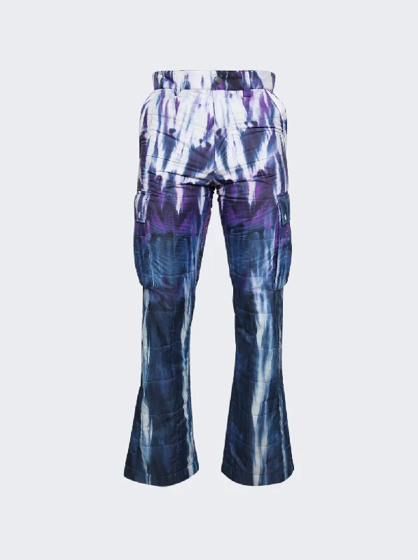 Men's oceanic navy jogger pants-Tie Dye Quilted Cargo Flare Pant