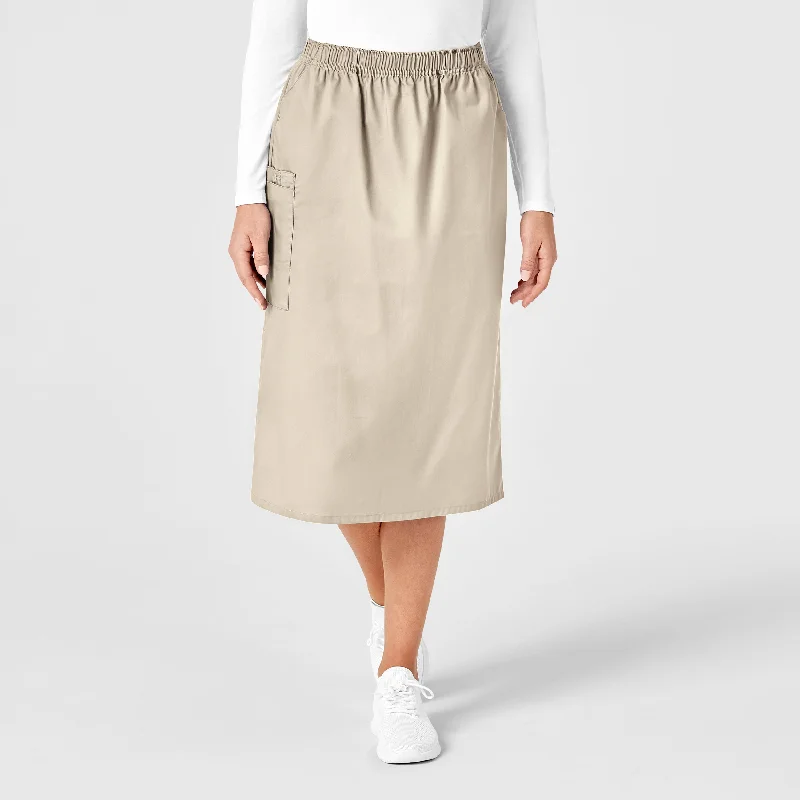 Men's subtle flare pants-WonderWORK Women's Pull On Cargo Scrub Skirt - Khaki