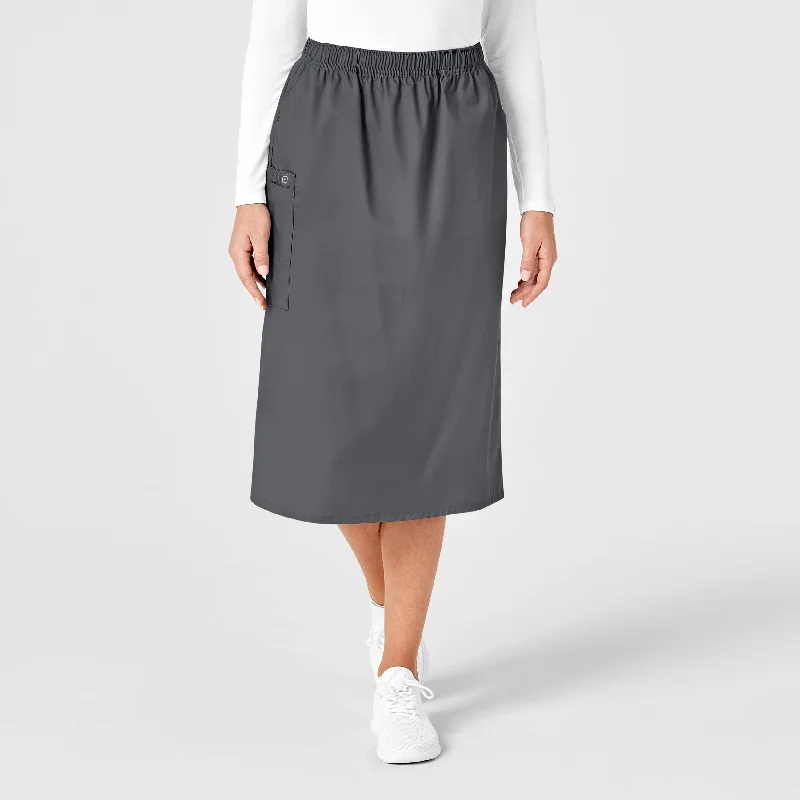 Men's jet black sweatpants-WonderWORK Women's Pull On Cargo Scrub Skirt - Pewter