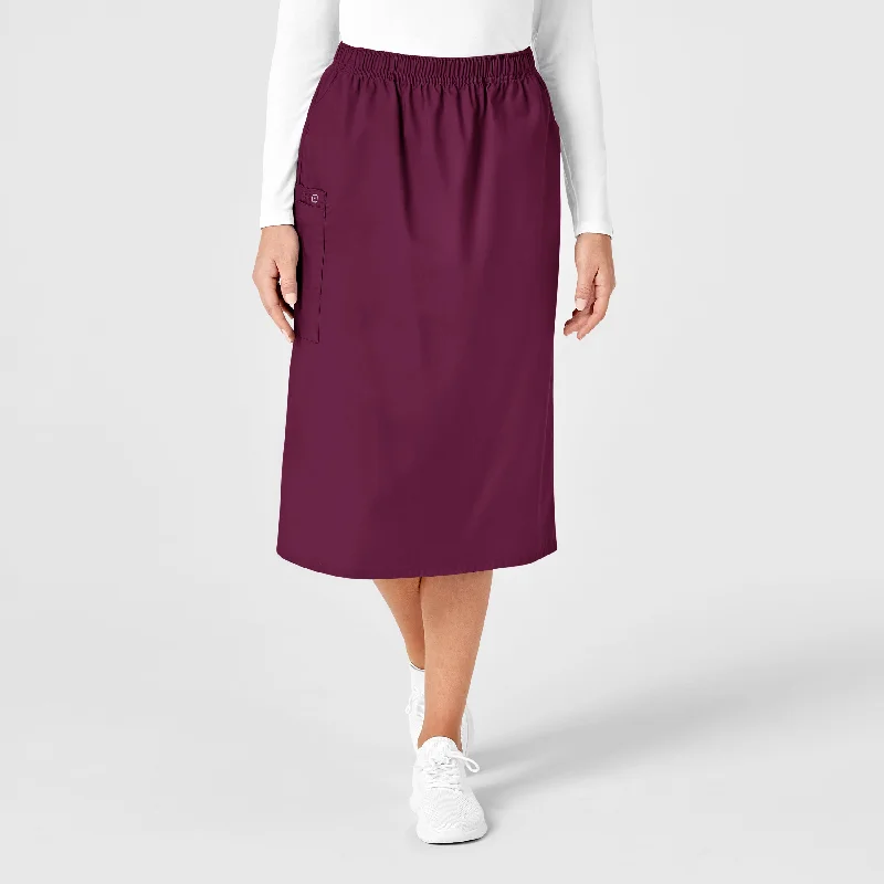 Men's icy white denim pants-WonderWORK Women's Pull On Cargo Scrub Skirt - Wine